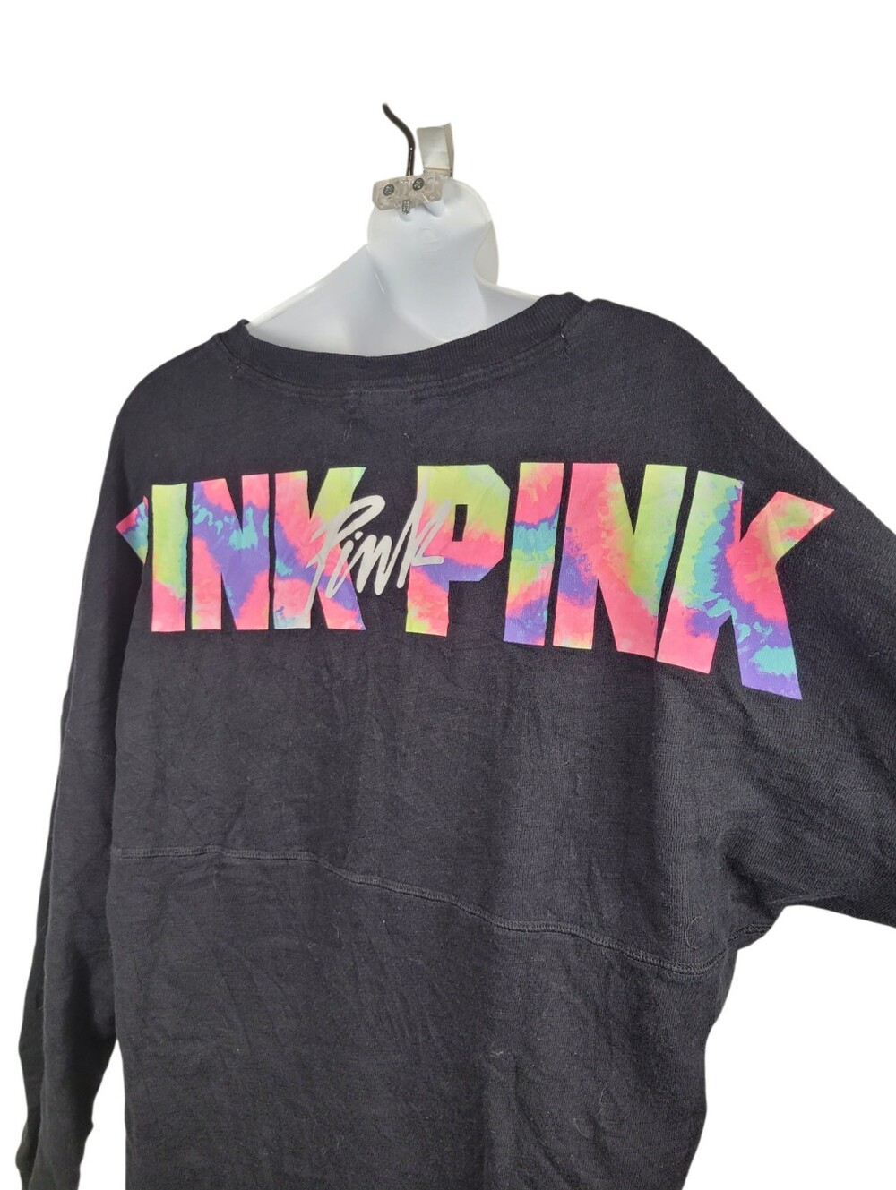 2/$20 PINK Victoria's Secret Black & Pink Graphic Sweatshirt Top OversizeSize: M